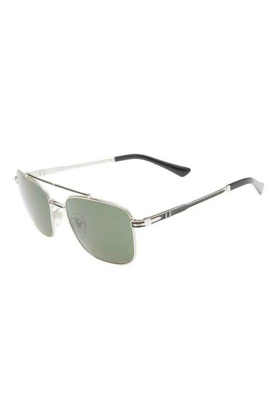 NEW PERSOL men's 0po2487s 1109/58 55m aviator polarized sunglasses in silver gre